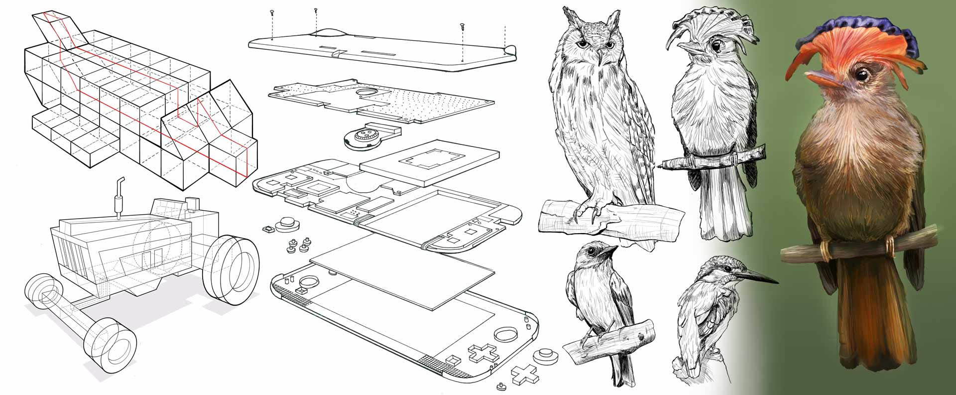 Concept Art Course Term 1 - Fundamentals - Line art, perspective, shapes